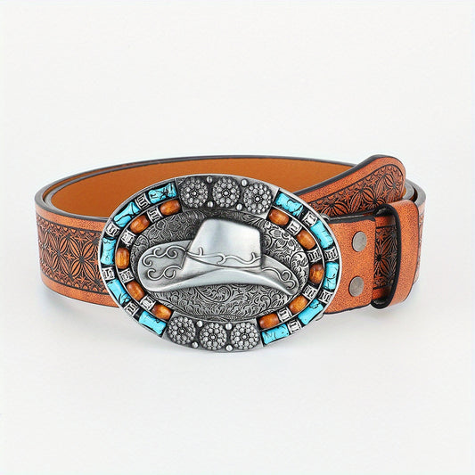 Men's Western Cowboy Buckle Belt Retro Casual Decorative Accessories