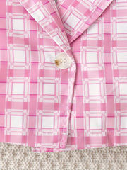 Girls Plaid Print Button Blouse & Pleated Skirt 2 Piece Set