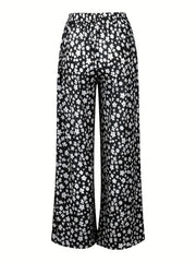  Elastic High Rise Wide Leg Pants