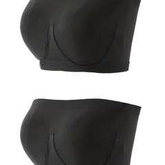 2pcs Seamless Bandeau Bras Soft Strapless Stretch Everyday Bra Women's Lingerie