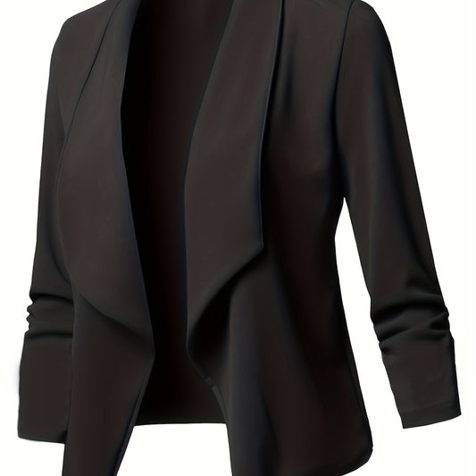  Solid Long Sleeve Lapel Collar Blazer