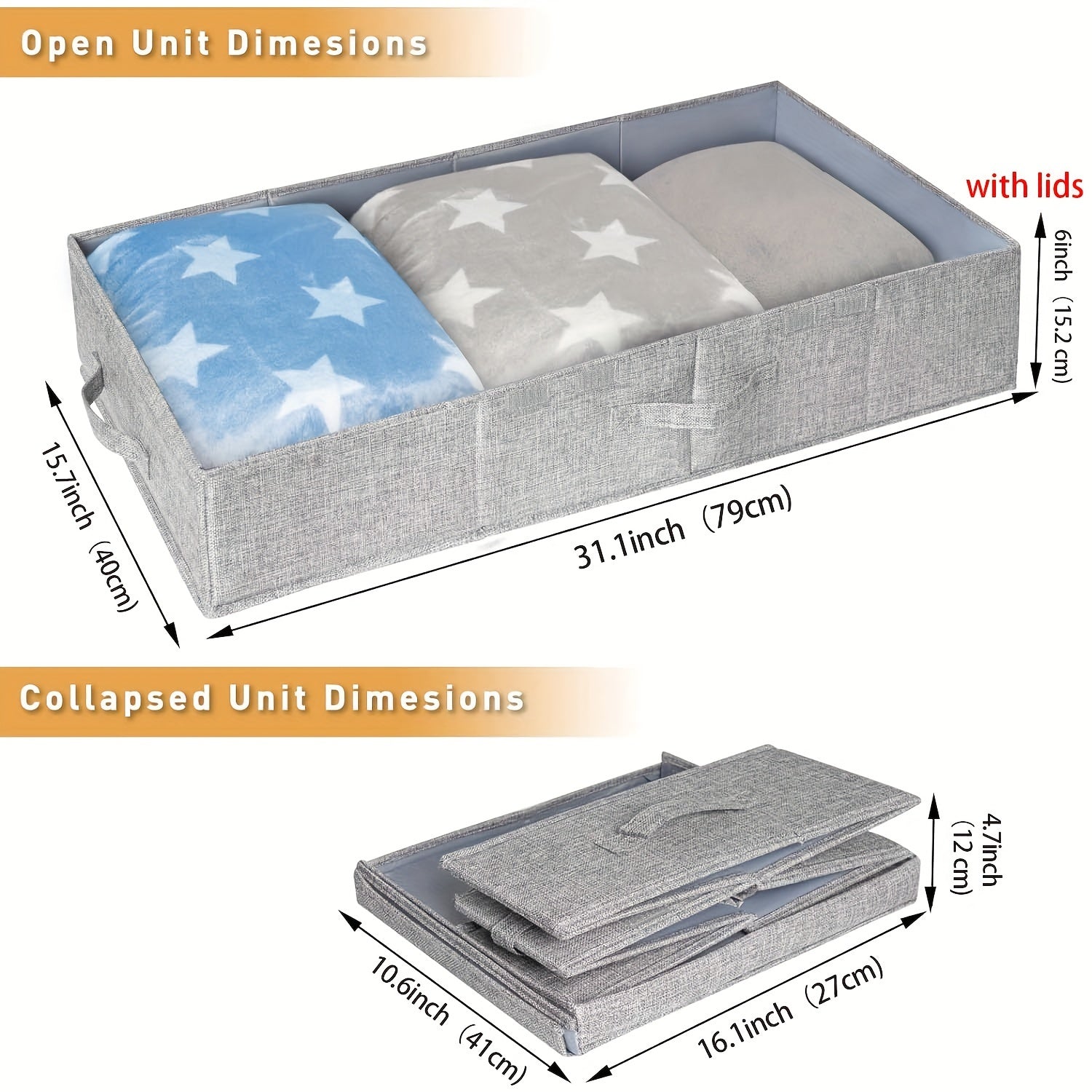 2pcs Foldable Quilt Storage Bag Under Bed Dustproof Clothes Storage