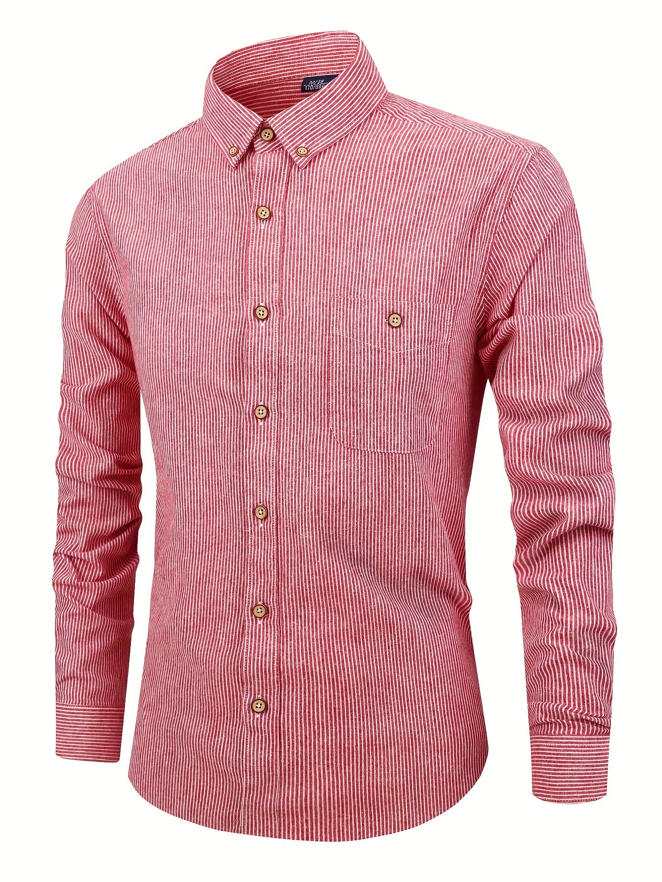 Stripe Print Men s Casual Long Sleeve Shirt With Pocket