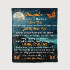 Butterfly Printed Gift Blanket From Mom To Daughter