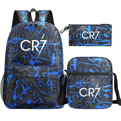 3pcs Number Star Print School Bags Set Large Capacity Casual Backpack