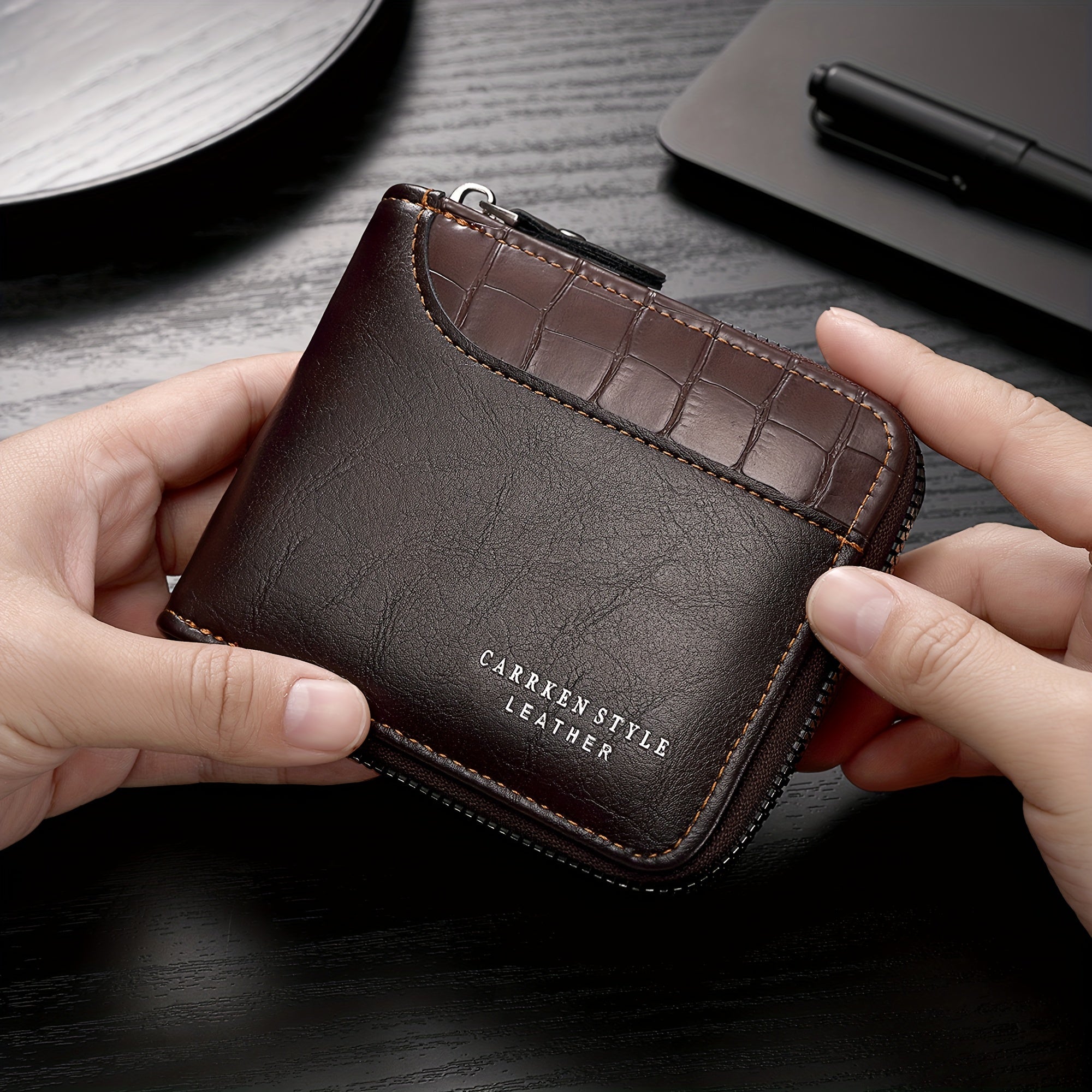 Stylish Mens Zipper Wallet with Card Slots