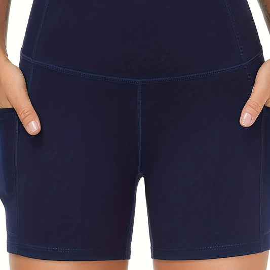 High Waist Pocket Skinny Shorts Butt Lifting Quick drying