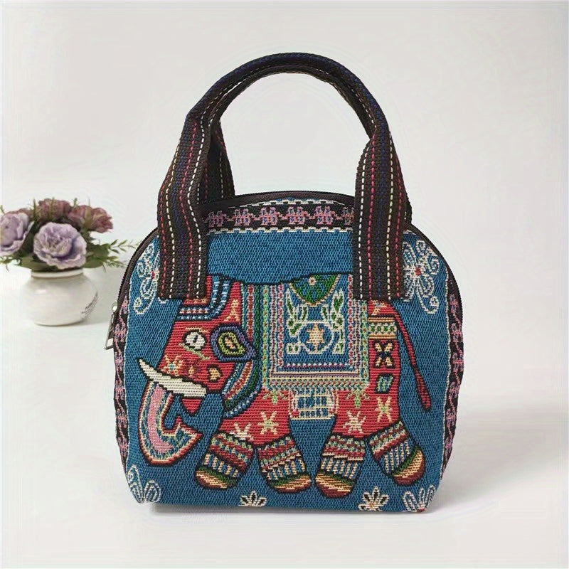 Embroidered Satchel Bag Zipper Shell Bag All Match Handbag