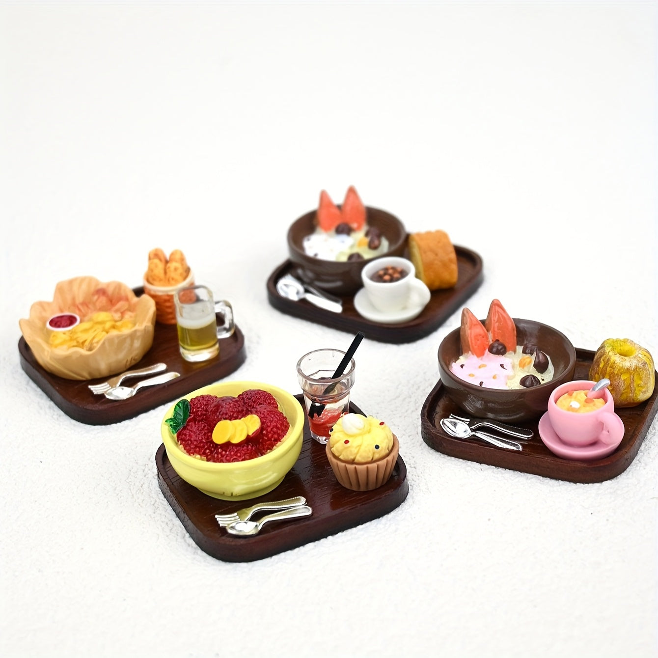 Tea Set with Desserts and Drinks Dollhouse Accessories