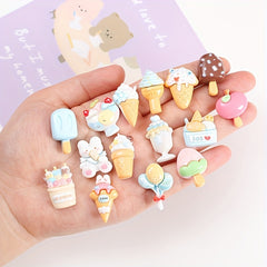 10pcs Random Mixed DIY Rabbit Ice Cream Ear Jewelry Resin Accessories Stationery