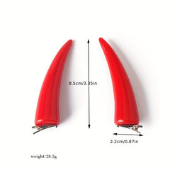 Red Devil Horn Decor Hair Clip Duck Billed Clip Halloween Cosplay Accessory