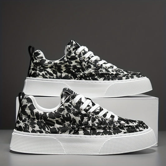 Men's Flowery Skate Shoes Lace up Sneakers