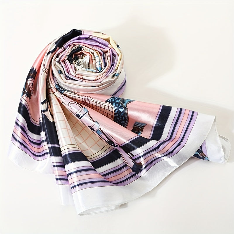 Large Satin Square Scarf Bandana Classic Print
