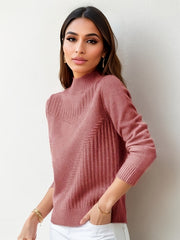 Warm Mock Neck Pullover Sweater for Women