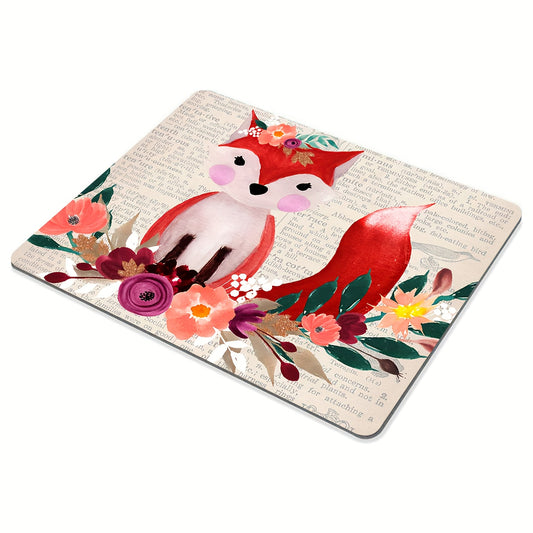 Floral Watercolor Fox Mouse Pad Office Decor
