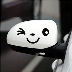 2pcs Cartoon Happy Face Car Stickers Rearview Mirror Decals