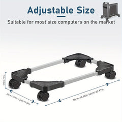 Adjustable Computer Tower Stand with 4 Wheels, Fits Most PC