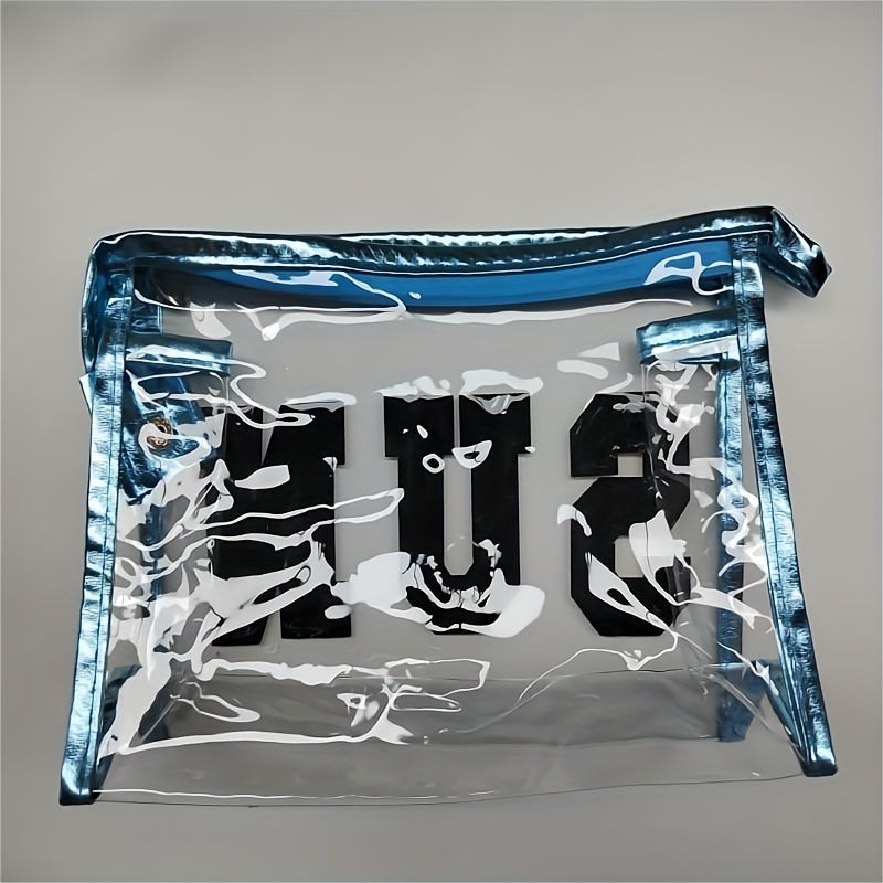 Preppy Transparent Patch SUN Varsity Letter Cosmetic Toiletry Bag