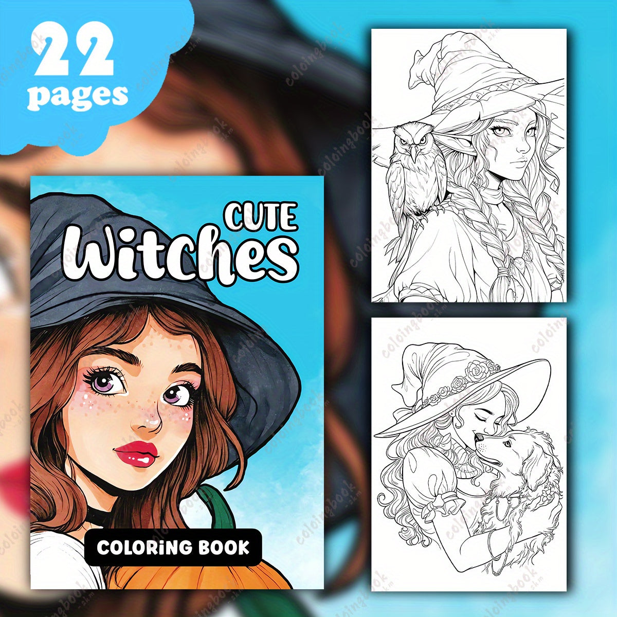 Witchies Coloring Book 29 Pages Deluxe Version for Adults