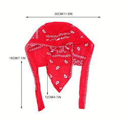 Red Paisley Print Head Scarf Turban Cap Bandana Women Head Wrap