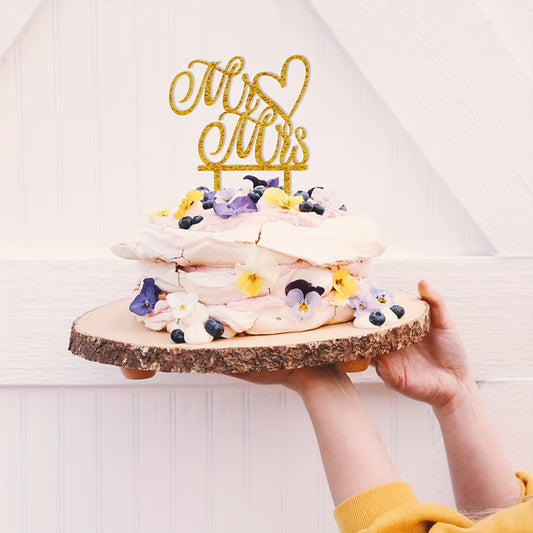 Golden Glitter Cake Topper for Engagement Party Decor