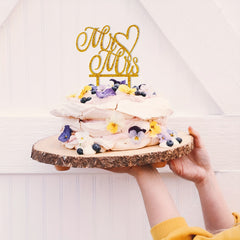 Golden Glitter Cake Topper for Engagement Party Decor