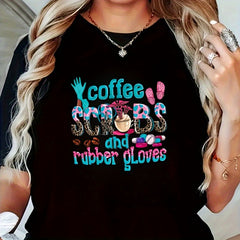Coffee Scrubs & Rubber Gloves Iron On Heat Transfer Sticker DIY Decal