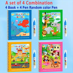 4pcs Magic Water Book Reusable Watercolor Activity Book with Double Sided Pages