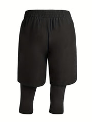 Men's 2-Layer Gym Shorts with Pockets & Drawstring
