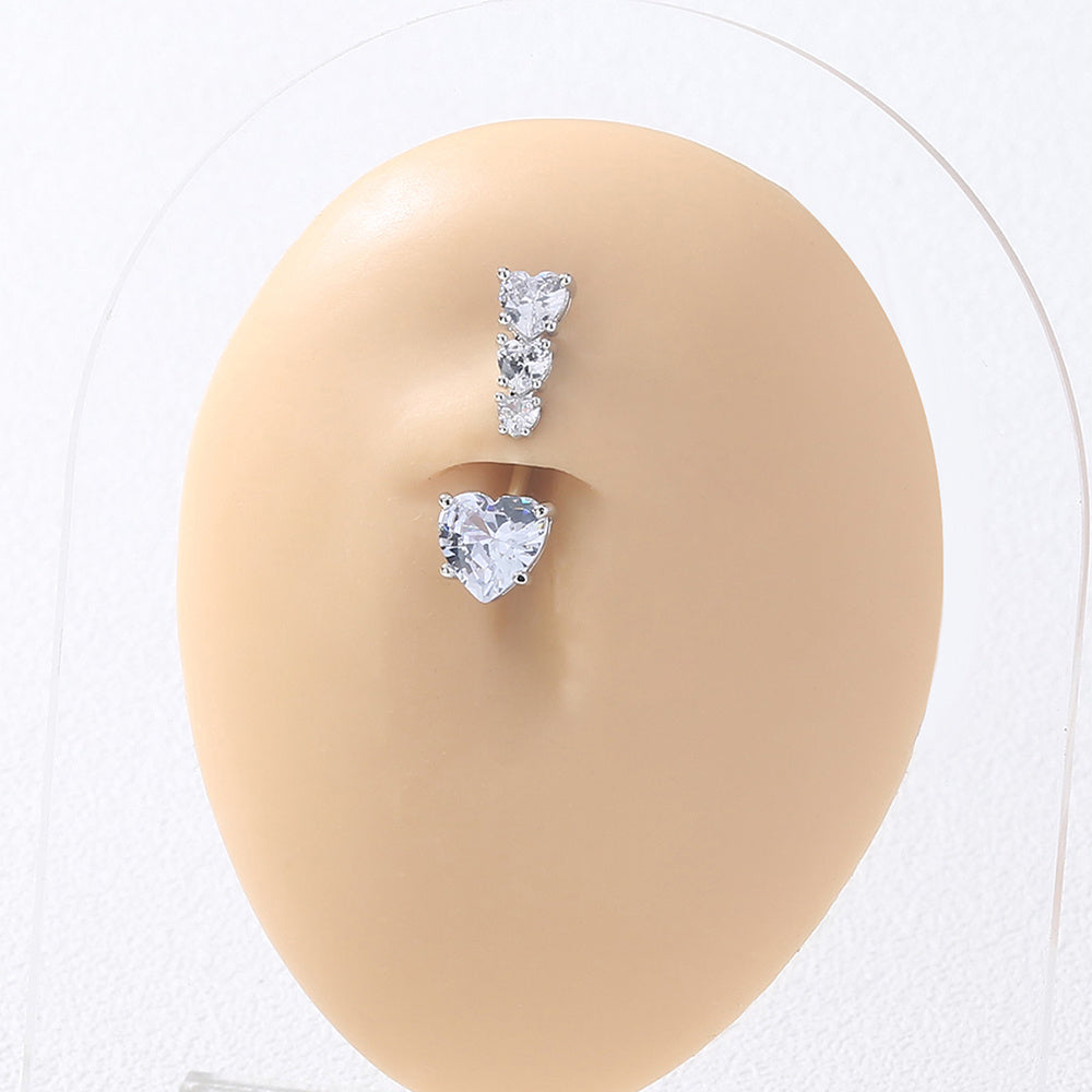 Heart Shape Zircon Belly Button Ring for Women