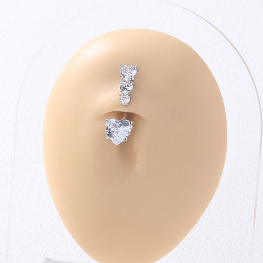 Heart Shape Zircon Belly Button Ring for Women