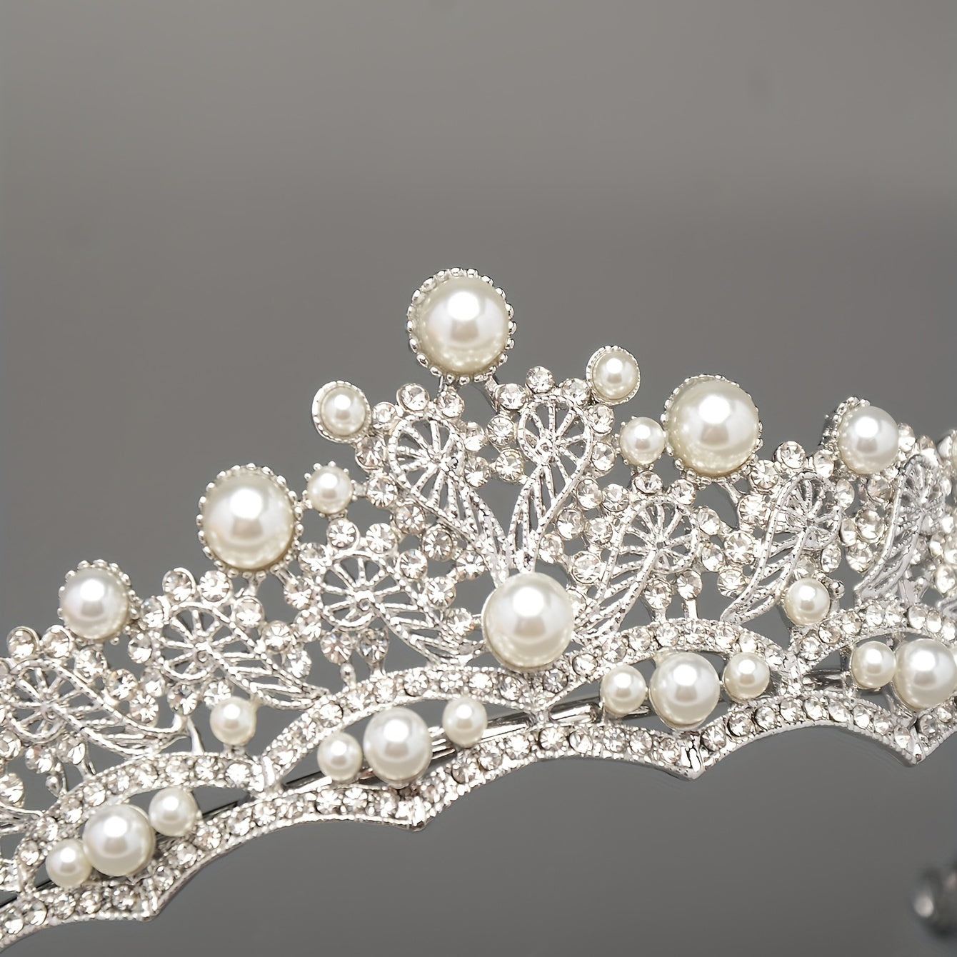 Bridal Tiara Headband Faux Pearl Rhinestone Crown