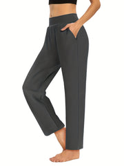  Pants Women's Plus Elastic High Rise Slim Fit Straight Leg Trousers