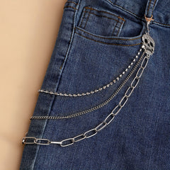 Men's Pants Chain Skull Hip Hop Layered Decoration Waist Belt Accessories
