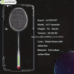 ALPSPORT TJ 7U 100 Carbon Badminton Racket + Bag + Overgrip