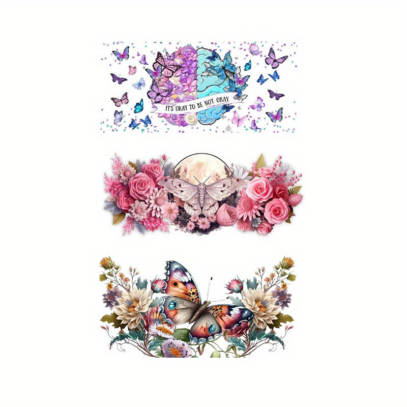 3 Pink Flower Stickers - Nature Decals for Festive Occasions