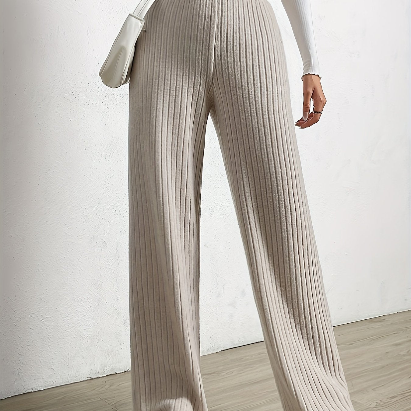 Plus Size Ribbed Knit Wide Leg Pants