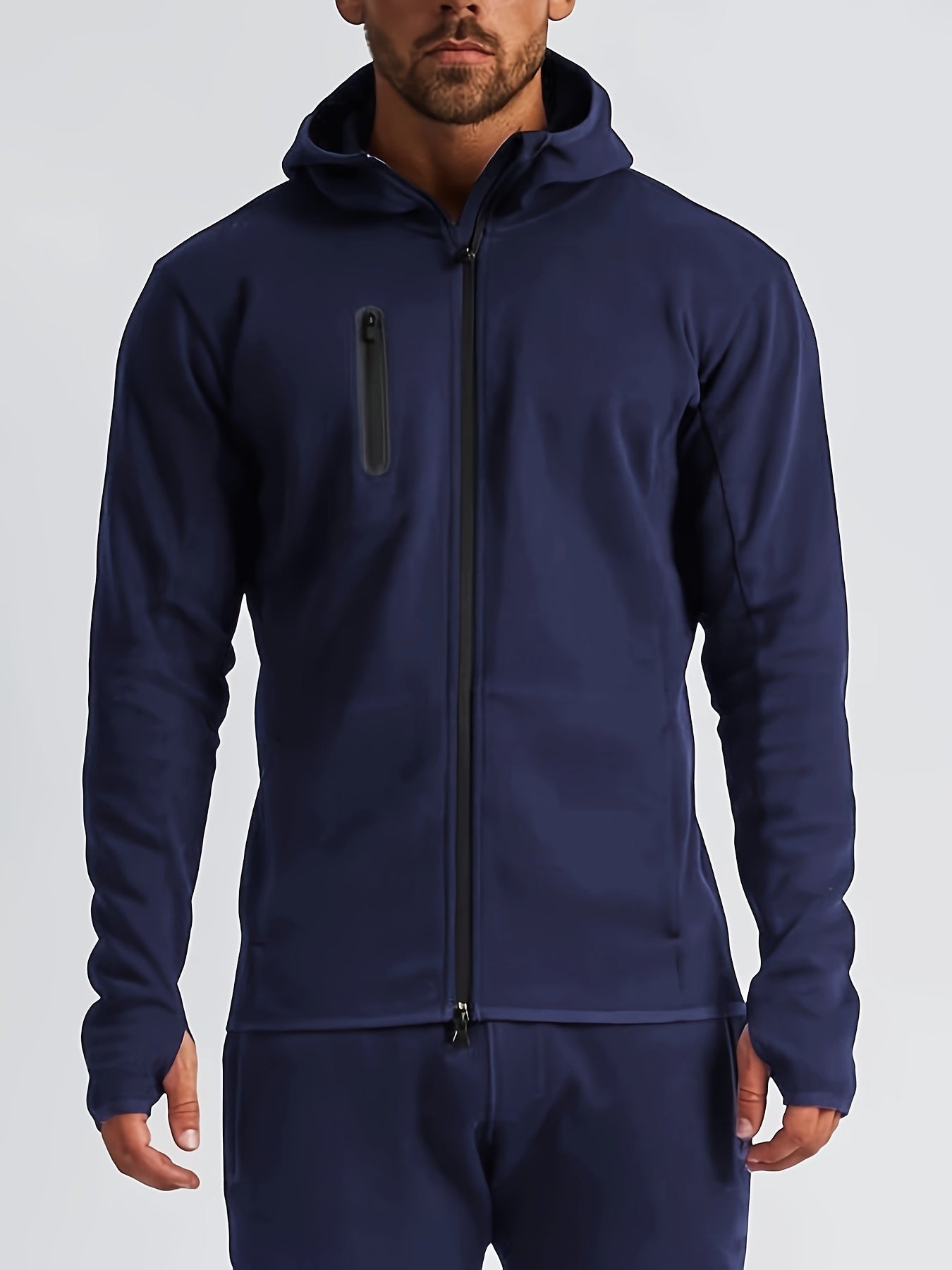 Men's Solid Hooded Zipper Jacket for Spring Autumn