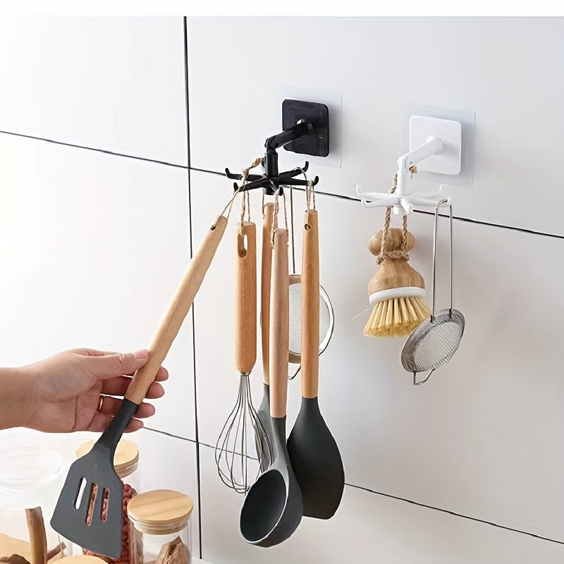 360 Rotating Folding Hook Utensil Holder Self Adhesive Rack