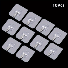 10pcs Self Adhesive Heavy Duty Wall Hooks Waterproof Oilproof No Punching