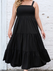  Solid Maxi Smock Cami Dress