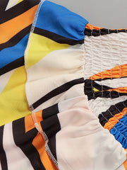  Colorblock Off Shoulder Dress