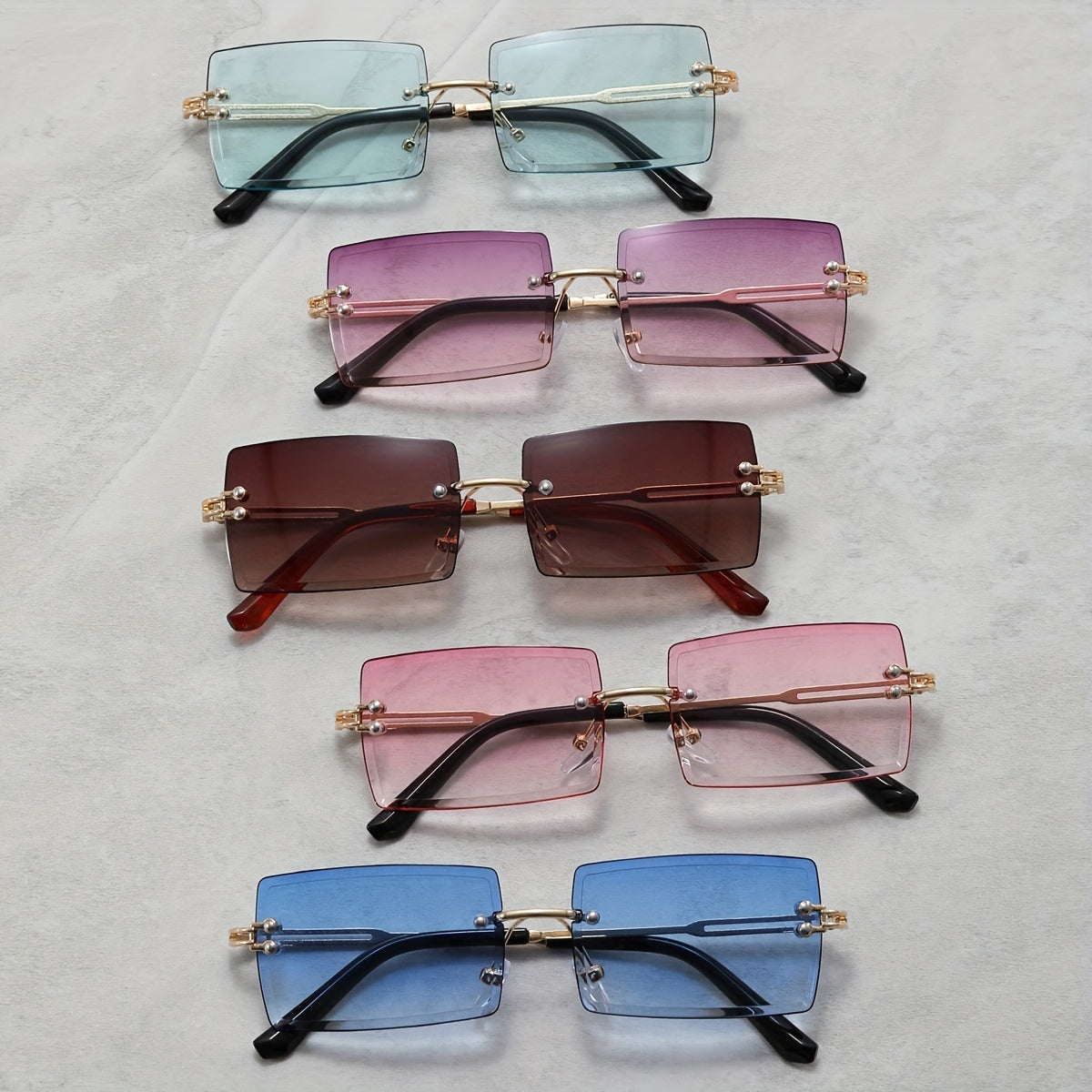 5 Pairs Men's Square Sunglasses UV Resistant for Outdoor Travel Party