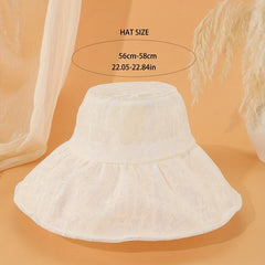 Beige Lace Embroidery Sun Hat Mesh Bucket Hat