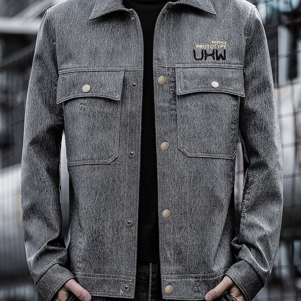 Men's Biker Leather Jacket - Size Up for Best Fit