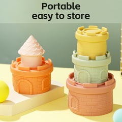Colorful Castle Stacking Cup Toy Safe PVC Material