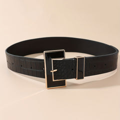 Half Square Buckle Belt Crocodile Pattern PU Belt