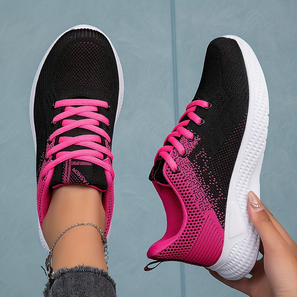 Women's Knitted Sports Shoes Breathable Low Top Running Sneakers