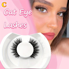 Cat Eye Look Full False Eyelashes 20mm Faux Mink Lashes Fluffy Eye End