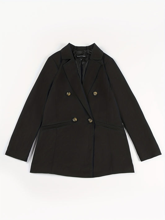 Lapel Neck Belted Double Breasted Blazer